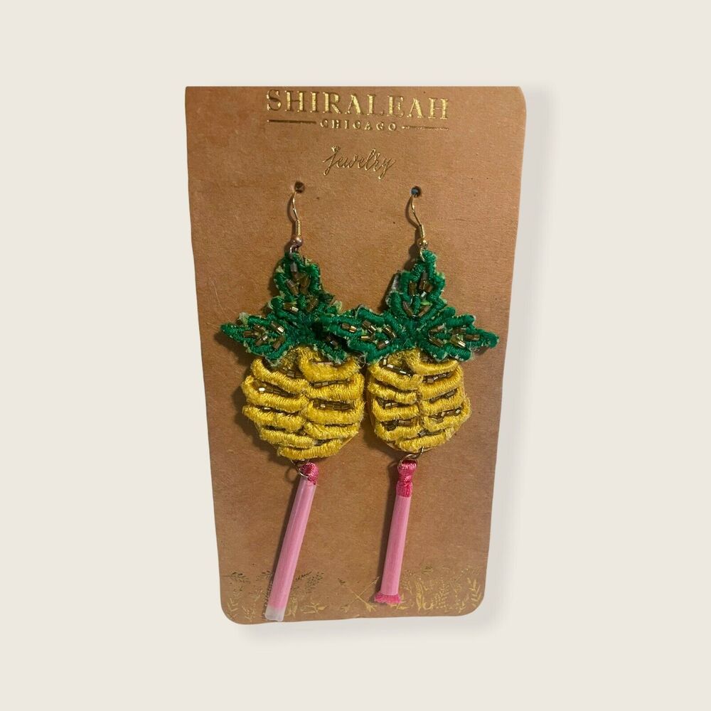 shiraleah pineapple tassel dangle earrings
